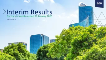 Interim Results  For the six months ended 31 January 2020  7 April 2020  Strategic &amp;