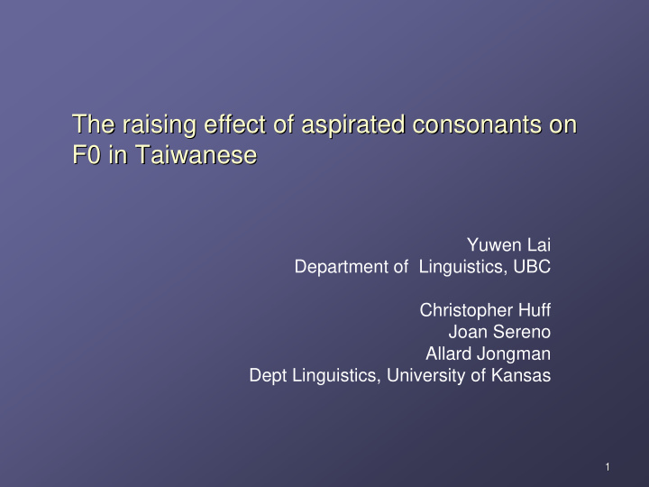 the raising effect of aspirated consonants on the raising