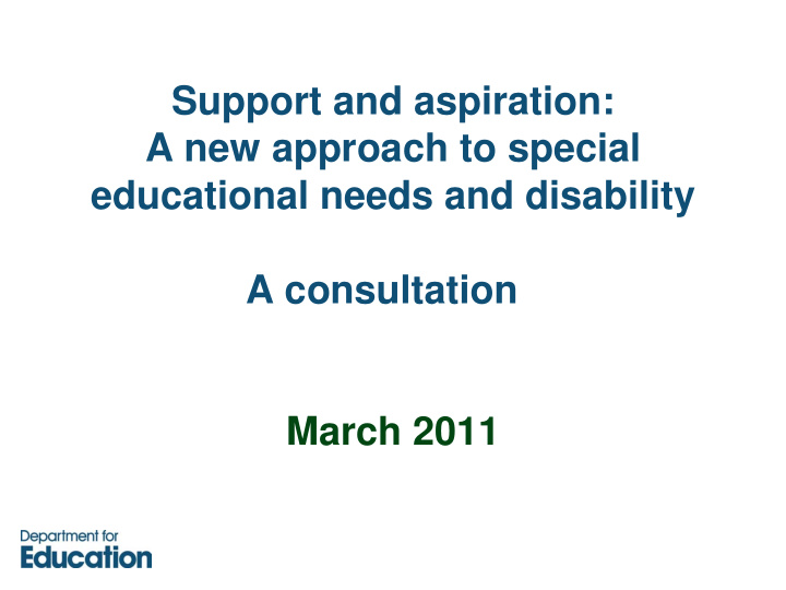 support and aspiration a new approach to special