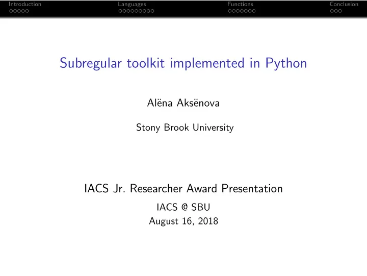 subregular toolkit implemented in python