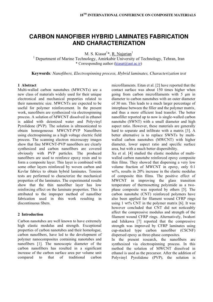 carbon nanofiber hybrid laminates fabrication and