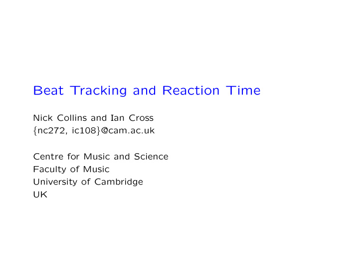 beat tracking and reaction time
