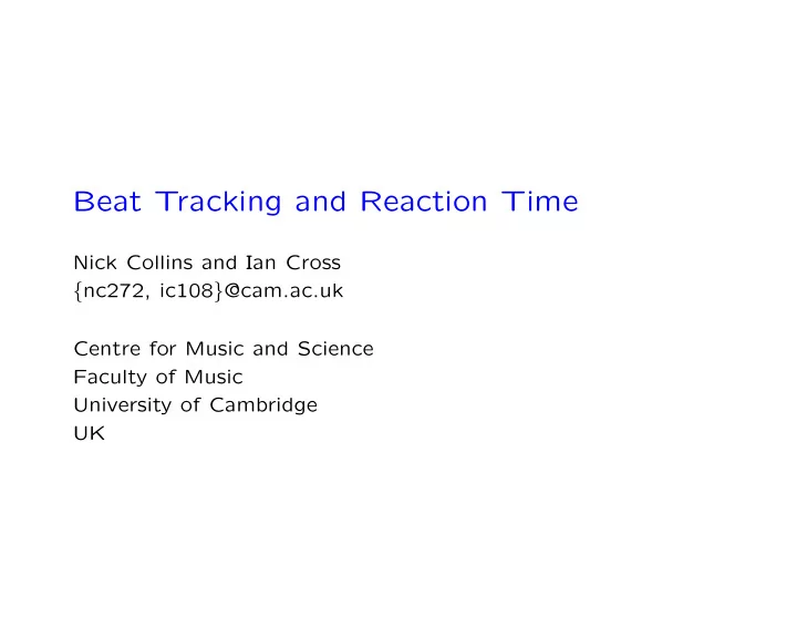 beat tracking and reaction time