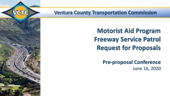 Freeway Service Patrol  Request for Proposals  Pre-proposal Conference  June 16, 2020  Welcome and