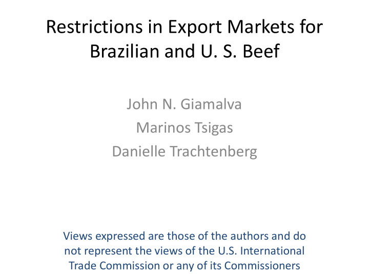 restrictions in export markets for