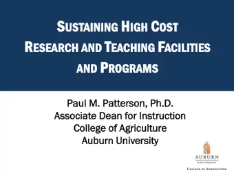 IGH C OST  USTAINI  AINING R ESEA RCH AND T EACHI NG F ACI LITIES  SEARCH  CHING  CILITIES AND P