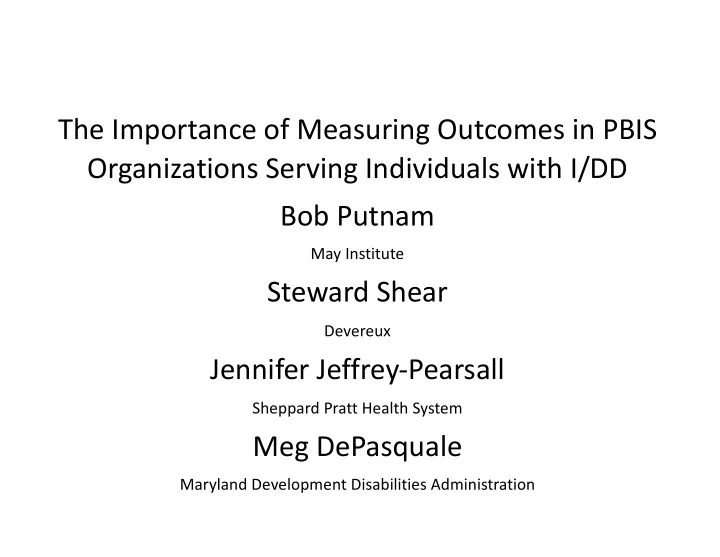 the importance of measuring outcomes in pbis