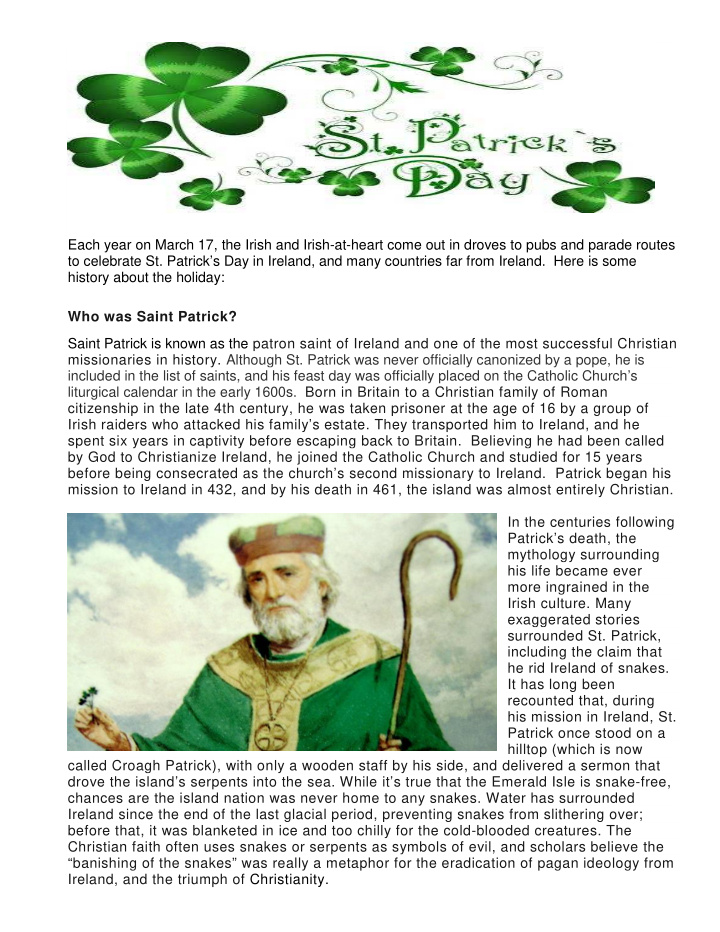 each year on march 17 the irish and irish at heart come