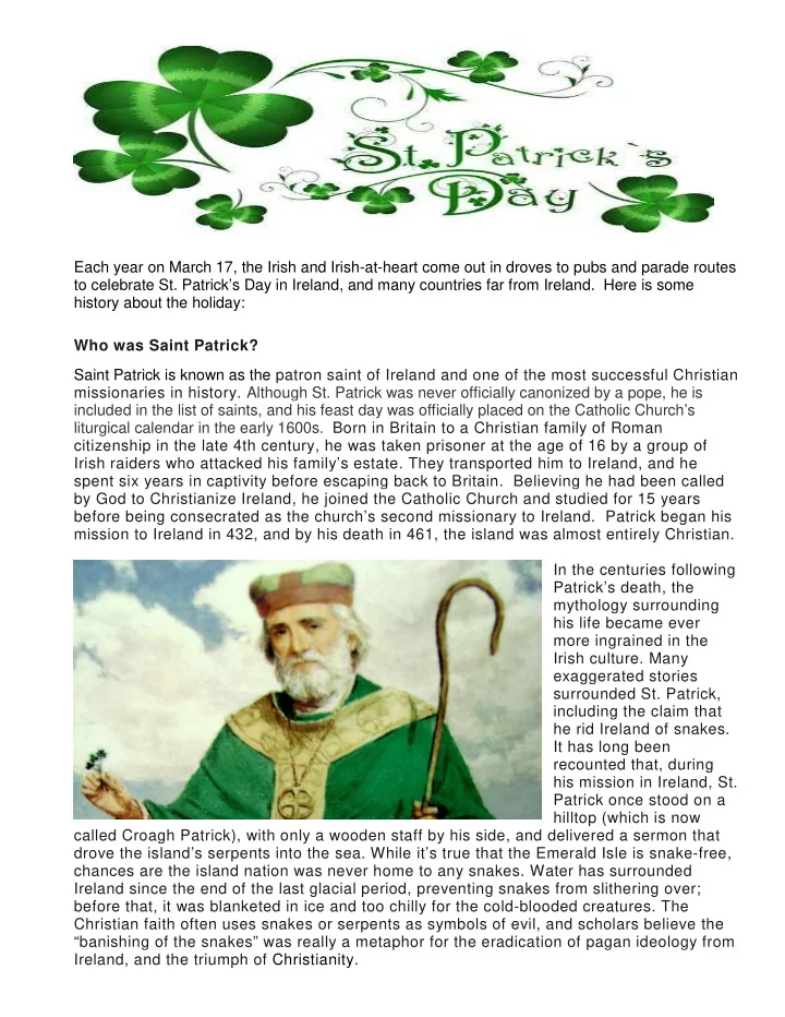 each year on march 17 the irish and irish at heart come