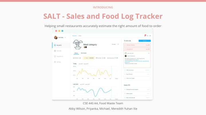 salt sales and food log tracker
