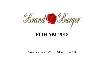 FOHAM 2018  Casablanca, 22nd March 2018  Brand T Burger, new Halal Beef processing plant,