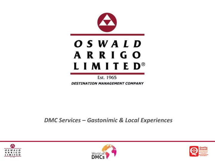 dmc services gastonimic local experiences