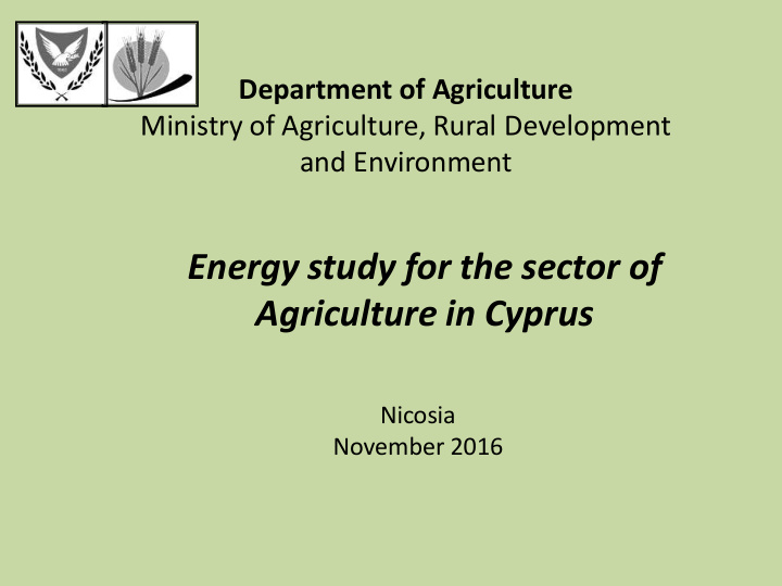 energy study for the sector of agriculture in cyprus