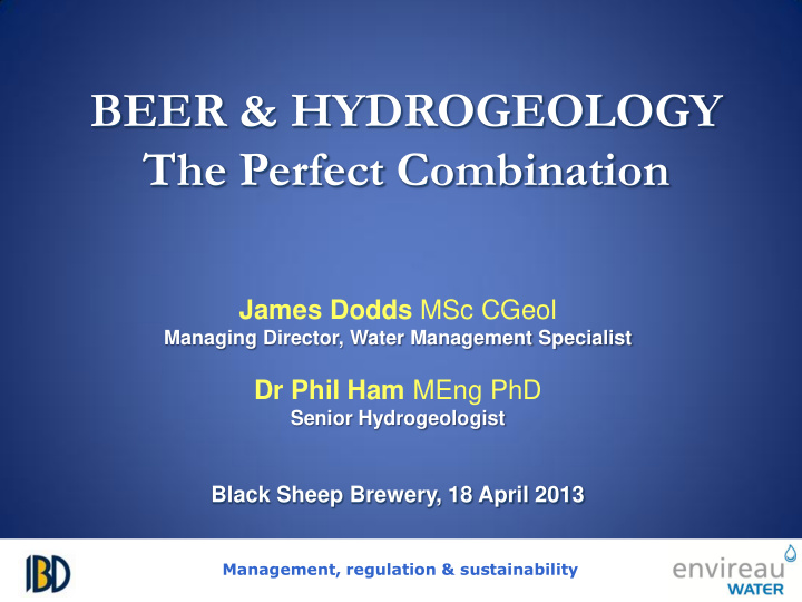 beer hydrogeology