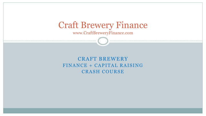craft brewery finance