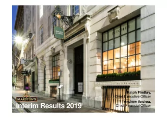 zyxwvutsrqponmlkjihgfedcbaZYXWVUTSRQPONMLKJIHGFEDCBA  Ralph Findlay,  Chief Executive Officer