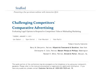 Challenging Competitors'  g  g  p Comparative Advertising Evaluating Legal Options to Respond to