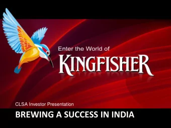 BREWING A SUCCESS IN INDIA  Disclaimer  This investor presentation has been prepared by United