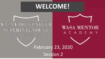 WELCOME!  February 23, 2020  Session 2  TO  What aspirations do you have for your  your life?  BJ