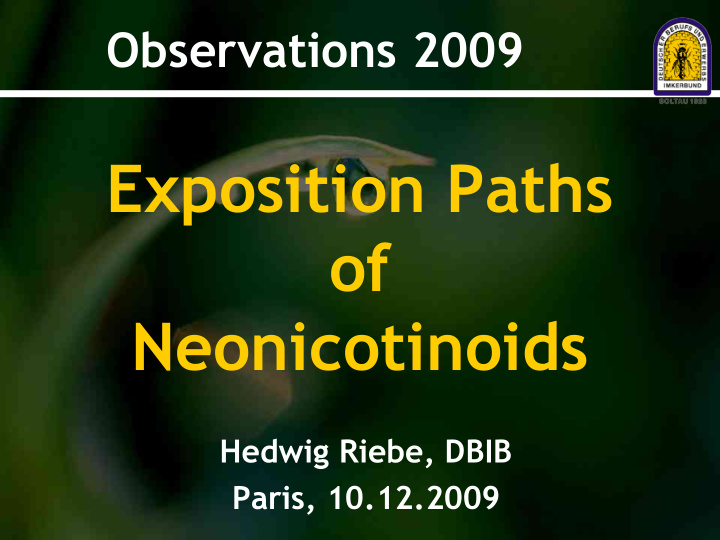 exposition paths of neonicotinoids