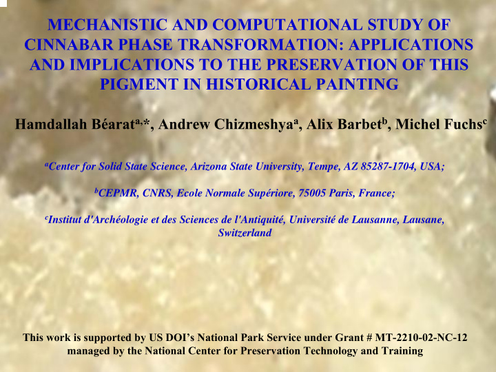 mechanistic and computational study of cinnabar phase