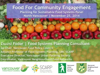 Food For Community Engagement  Planning for Sustainable Food Systems Panel  North Vancouver |