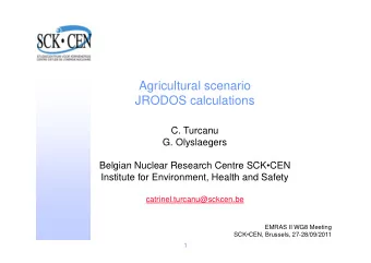 Agricultural scenario  JRODOS calculations  C. Turcanu  G. Olyslaegers  Belgian Nuclear Research
