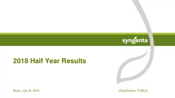 2018 Half Year Results  Basel, July 24, 2018  Classification: PUBLIC  Cautionary statement