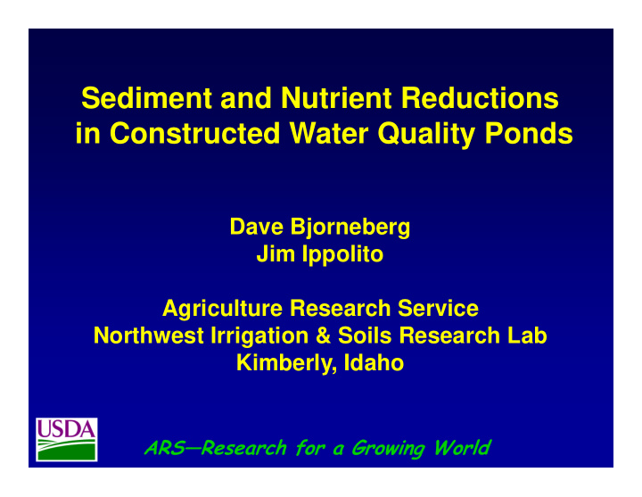sediment and nutrient reductions in constructed water