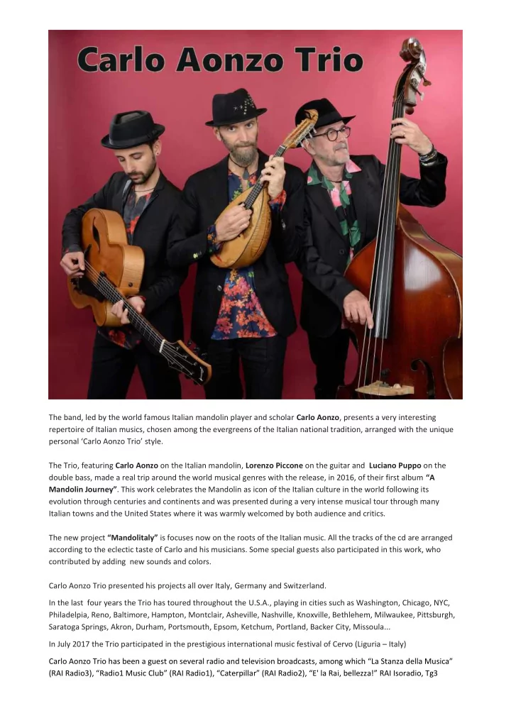 the band led by the world famous italian mandolin player