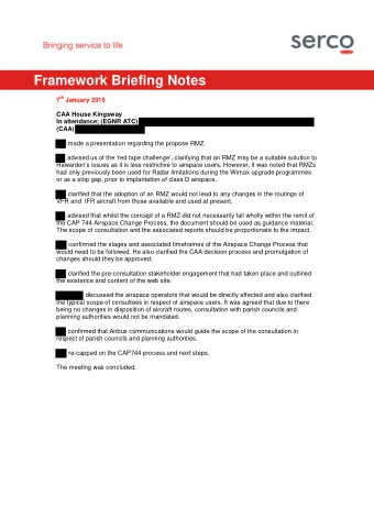 Proposed Radio  Mandatory Zone (RMZ)  Framework Briefing 7 th January 2015  In Partnership  1  with