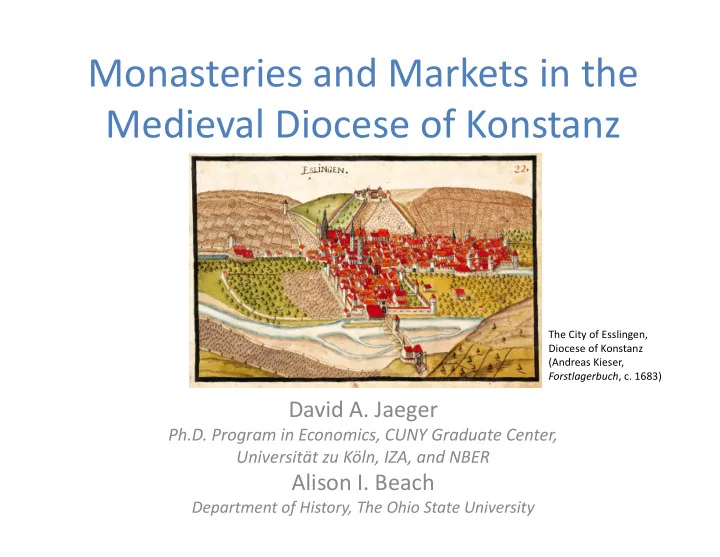 monasteries and markets in the medieval diocese of