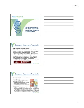 5/21/13    Hospital  Admission  Hospital  Pharmacists Role in  Discharge  Potentially