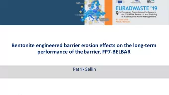 performance of the barrier, FP7-BELBAR  Patrik Sellin BELBaR  BELBaR was a Collaborative Project