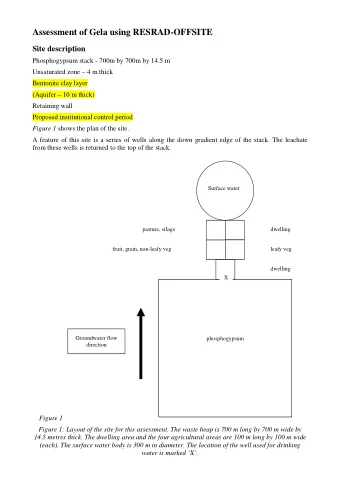 Assessment of Gela using RESRAD-OFFSITE  Site description  Phosphogypsum stack - 700m by 700m by