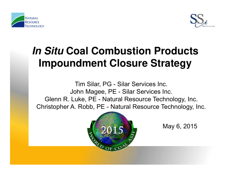 in situ coal combustion products impoundment closure