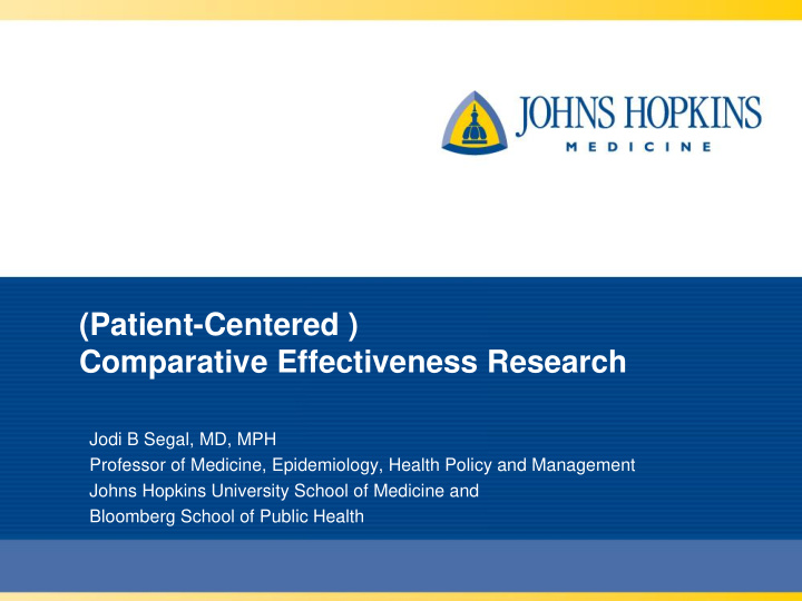 patient centered comparative effectiveness research