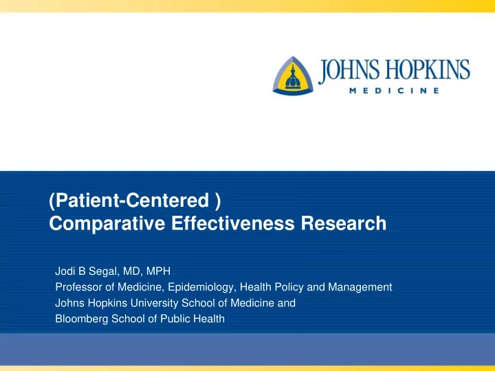 patient centered comparative effectiveness research