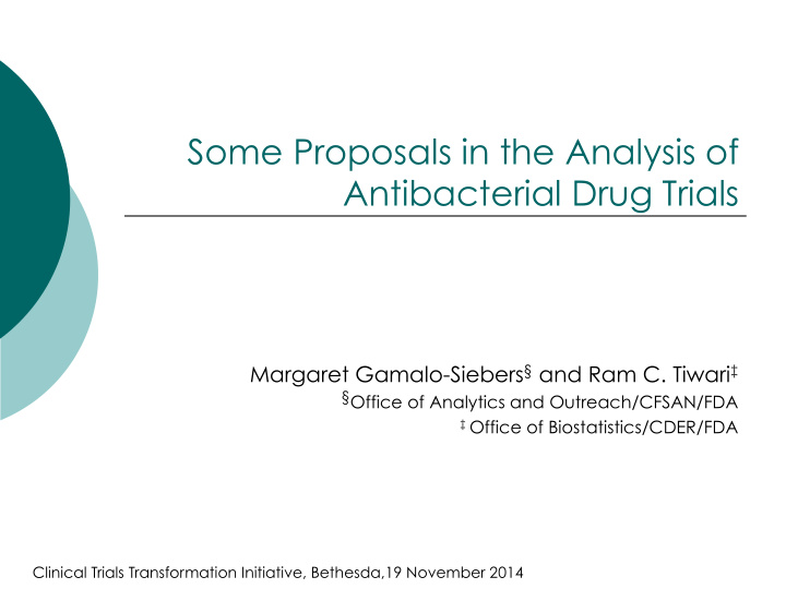 some proposals in the analysis of antibacterial drug