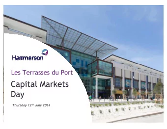 Capital Markets  Day Thursday 12 th June 2014  Todays agenda  Introduction  David Atkins  1.