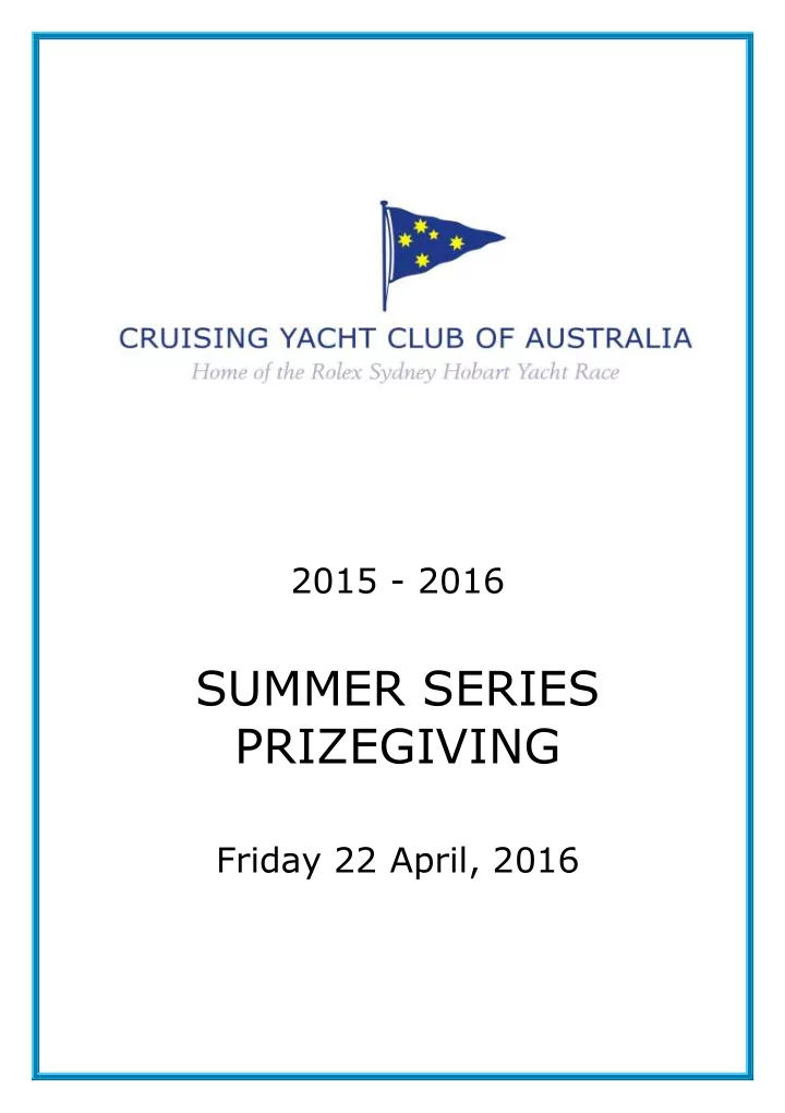 summer series prizegiving
