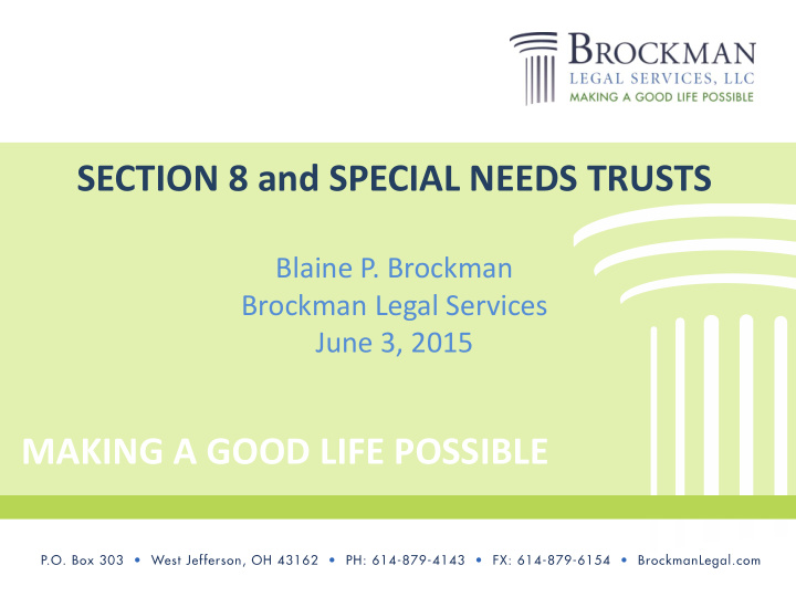 section 8 and special needs trusts