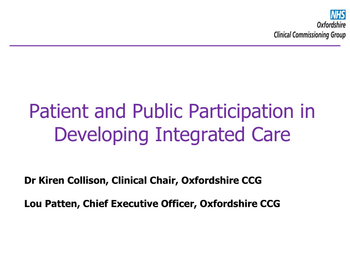 developing integrated care