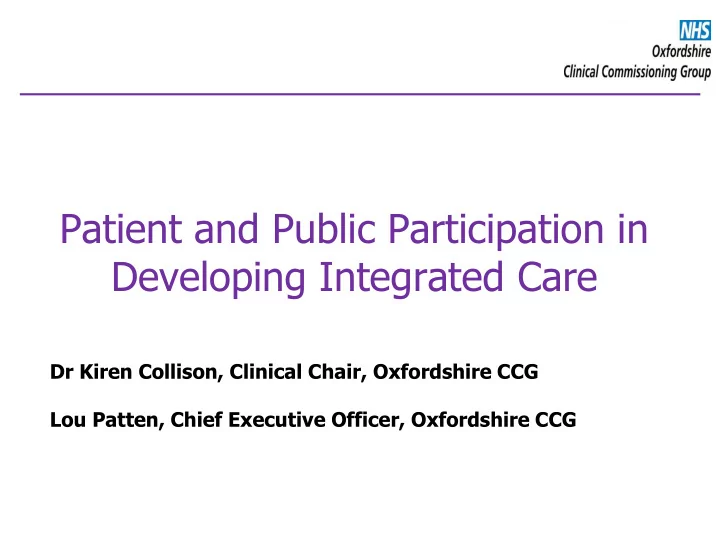 developing integrated care