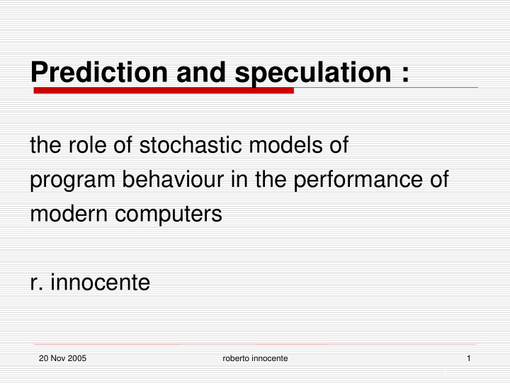 prediction and speculation