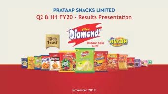 Q2 &amp; H1 FY20 - Results Presentation  November 2019  Disclaimer  Certain statements in this