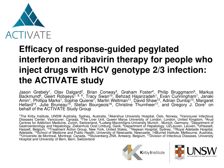 efficacy of response guided pegylated interferon and