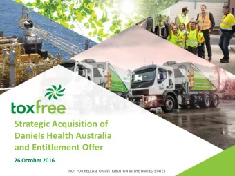 Daniels Health Australia  and Entitlement Offer  26 October 2016  NOT FOR RELEASE OR DISTRIBUTION