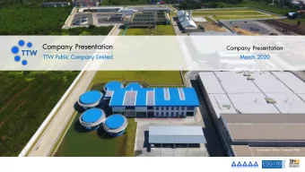 Company Presentation  Company Presentation  TTW Public Company Limited  March 2020  Krathumban