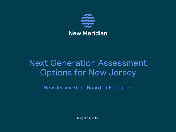 next generation assessment options for new jersey